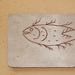 Roman tombstone depicting a fish. Plaster copy. After 4th cn