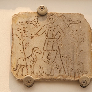 Roman tombstone depicting the Good Shepherd. Baths of Diocle