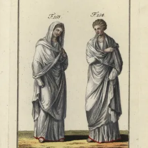 Two Roman Vestal Virgins, priestesses of Vesta