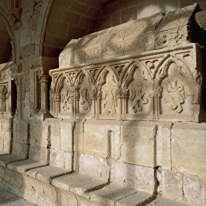 Romanesque art. Monastery of Santes Creus. Tombs in gothic s