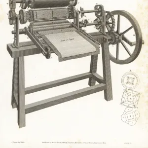 Rotary press printing machine patented by Bacon and Donkin