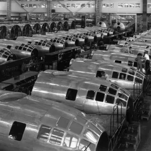 Two rows of nose sections of Boeing B-29s