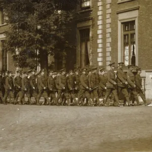 Royal Fusiliers marching in Peckham, SE London, WW1