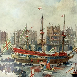 A Royal Galleon in the Pool of London, 16th century