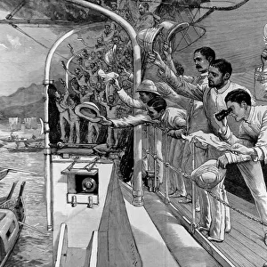 A Royal Navy Ship Waving Goodbye to Japan, 1890
