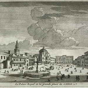 Royal Palace and Great Square of Cadiz in 18th