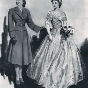 Mariage Royal 1947. Robe de demoiselle d'honneur et robe de voyage. Mariage Royal 1947. Robe de demoiselle d'honneur et robe de voyage.