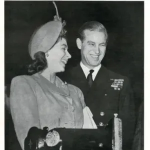Royal Wedding 1947 Print: Princess Elizabeth and Lieutenant Philip Mountbatten Royal Wedding 1947 Print: Princess Elizabeth and Lieutenant Philip Mountbatten