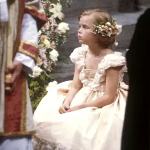 Royal Wedding 1986 Print: Pale Peach Bridesmaid at Westminster Abbey Royal Wedding 1986 Print: Pale Peach Bridesmaid at Westminster Abbey