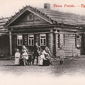 Russia - Family and their fine wooden house