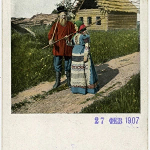 Russia - Rural Peasant Couple and their well-ventilated home