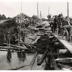 Russian engineers repairing a bridge Eastern Front, World War I