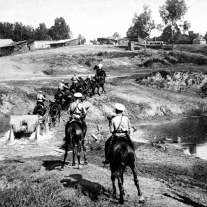 A Russian gun team crossing a stream in Galicia