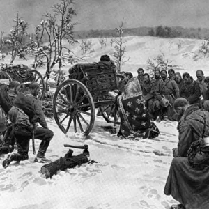 Russian soldiers attending open air service, WW1