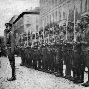 Russian soldiers on parade, Russia, WW1