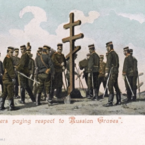 Russo-Japanese War - Japanese pay respects at Russian Graves
