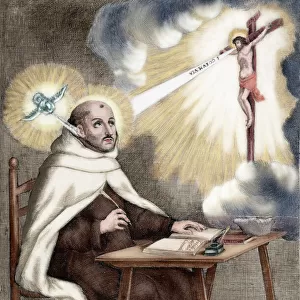 Saint John of the Cross (1542-1591). Engraving. Colored