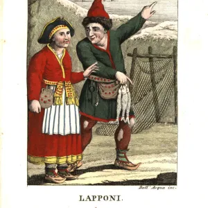 Sami people or Lapplanders in traditional