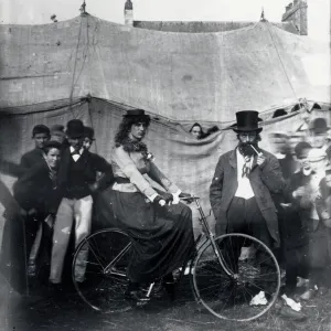 Sangers Circus cyclist, Haverfordwest, South Wales