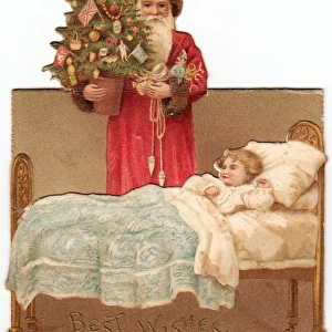 Santa Claus on a cutout Christmas card