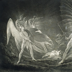Satan tempts Eve in the dream. Paradise Lost by John Milton