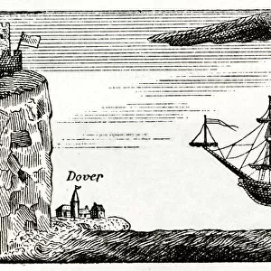Satirical cartoon, Blanchard flying across the Channel
