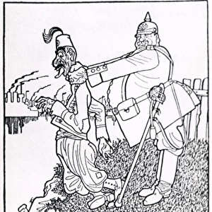 Satirical cartoon with Turkish and German soldiers, WW1