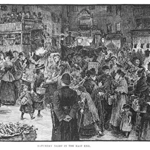Saturday evening shopping, East End of London
