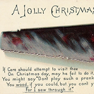 A saw on a Christmas card