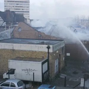 Scene of commercial fire in Edgware, North London Scene of commercial fire in Edgware, North London