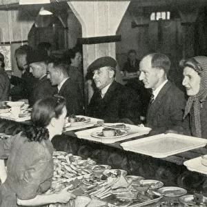 Scene inside a British Restaurant, one of a number of communal restaurants during