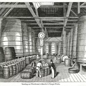 Scene inside a vinegar and wine factory, South London
