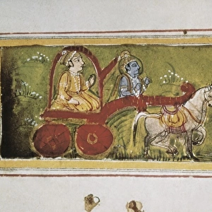 Scene of Mahabharata (18th c. ). Arjuna on a chart