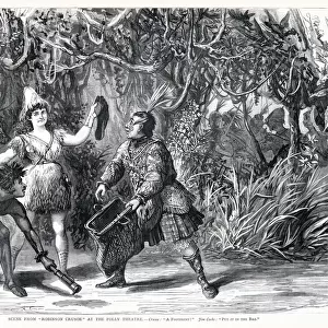 Scene from Robinson Crusoe at the Folly Theatre, London. Date: 1876