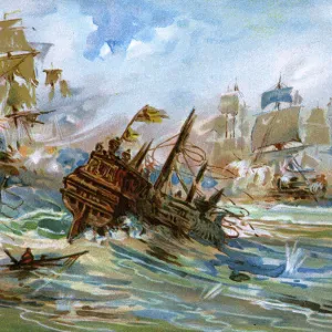 Scene with ships during the Spanish Armada