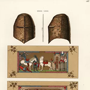 Scenes from an illuminated manuscript of Les Voeux du Paon