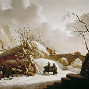 SCHEICKHARDT, Heinrich Wilheim. Winter landscape with farmers