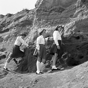 Schoolchildren on Red Crag, Walton-on-the-Naze, Essex