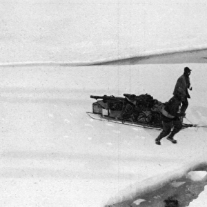 Scott Polar Expedition 1910 - 1912 - pulling sledge over ice