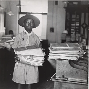 Scout helping in Post Office, Accra, Ghana, West Africa