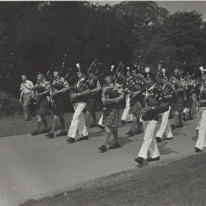 Scouts and Sea Scouts playing bagpipes, Edinburgh
