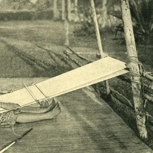 Sea Dayak woman weaving, Borneo, SE Asia