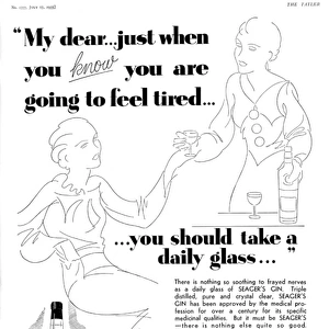 Seagers Gin advertisement, 1935