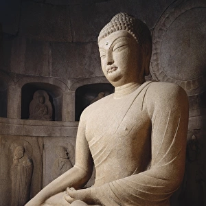 Seated Buddha. 751. White granite statue (3. 5 m