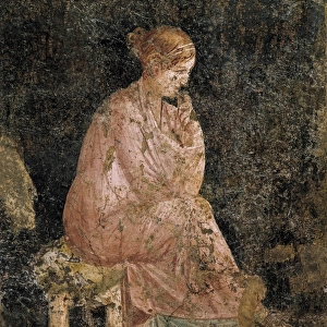 Seated woman. Roman art. Early Empire. Fresco