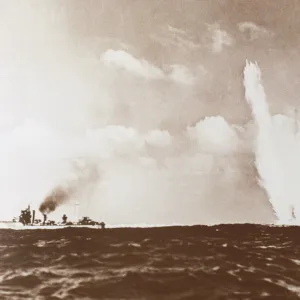 Second World War. Underwater mine explosion