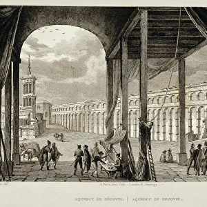 Segovia. The Acqueduct, 19th c. Engraving. SPAIN