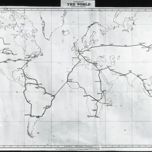 1920s Print of Sempill British Aviation Mission to Japan Map showing global air routes 1920s Print of Sempill British Aviation Mission to Japan Map showing global air routes