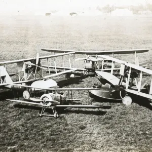 Print of four British aircraft on display in Japan, circa 1921 Print of four British aircraft on display in Japan, circa 1921