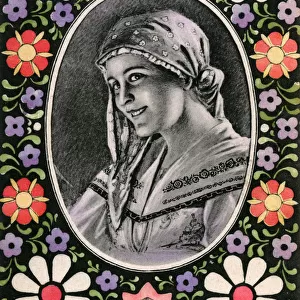 Serbian Country Girl - Decorative floral border